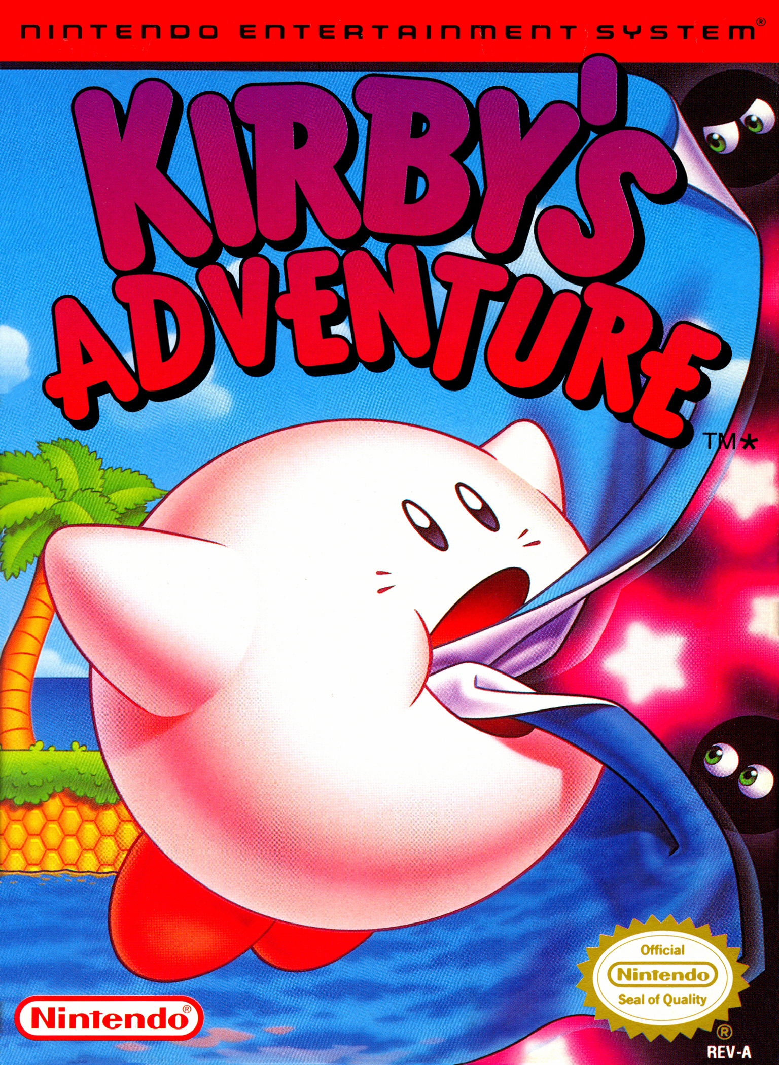북미판 Kirby's Adventure 박스의 분홍 커비