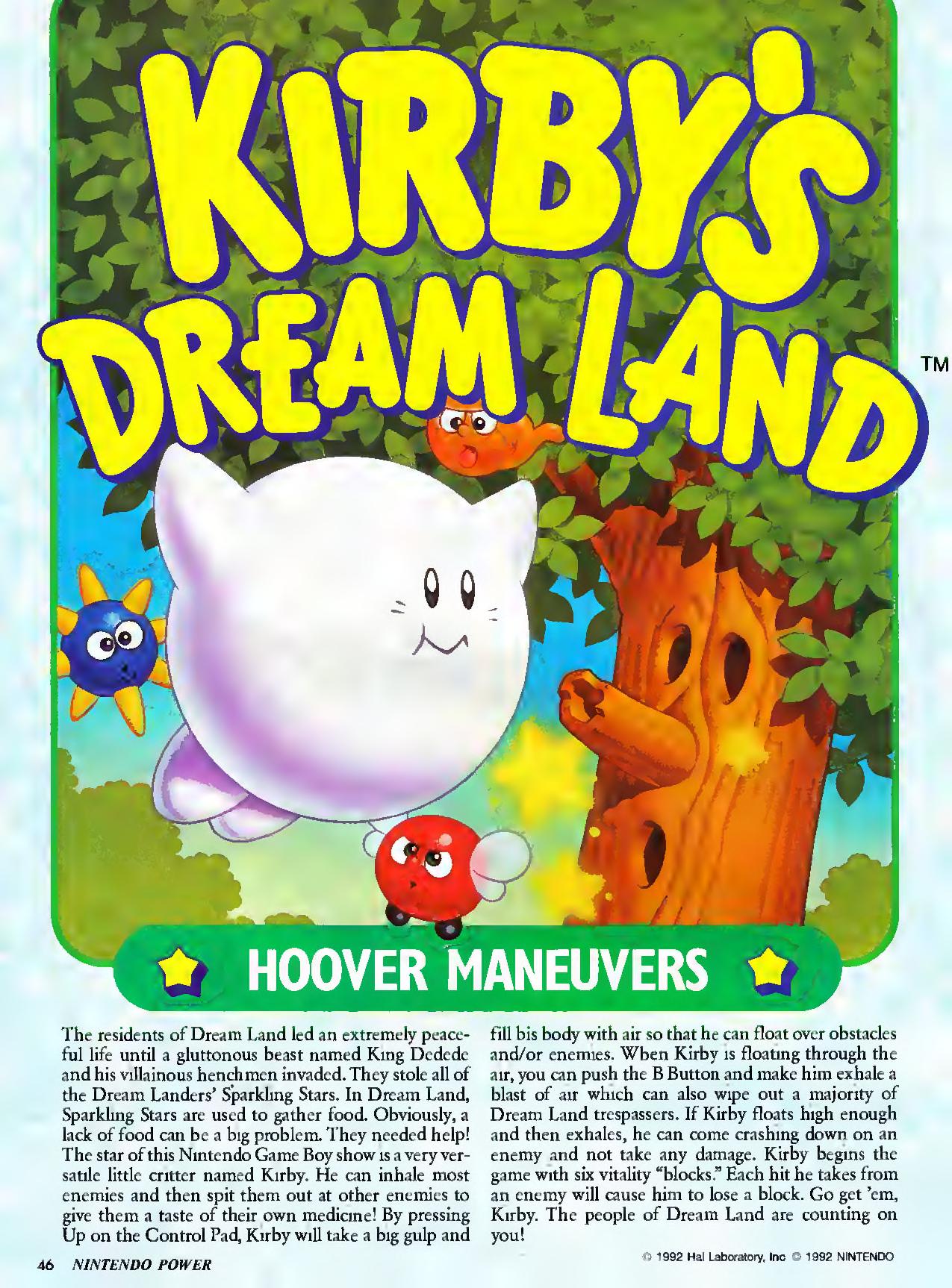 Nintendo Power 39호의 흰 커비 특집 지면